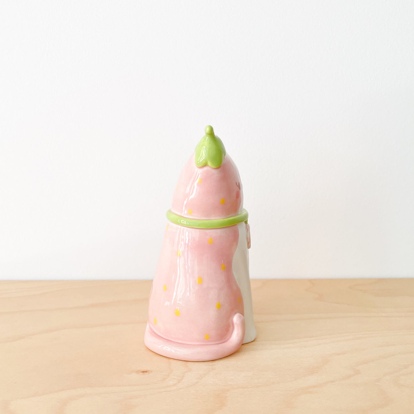 Strawberry Tuxedo Cat Vase