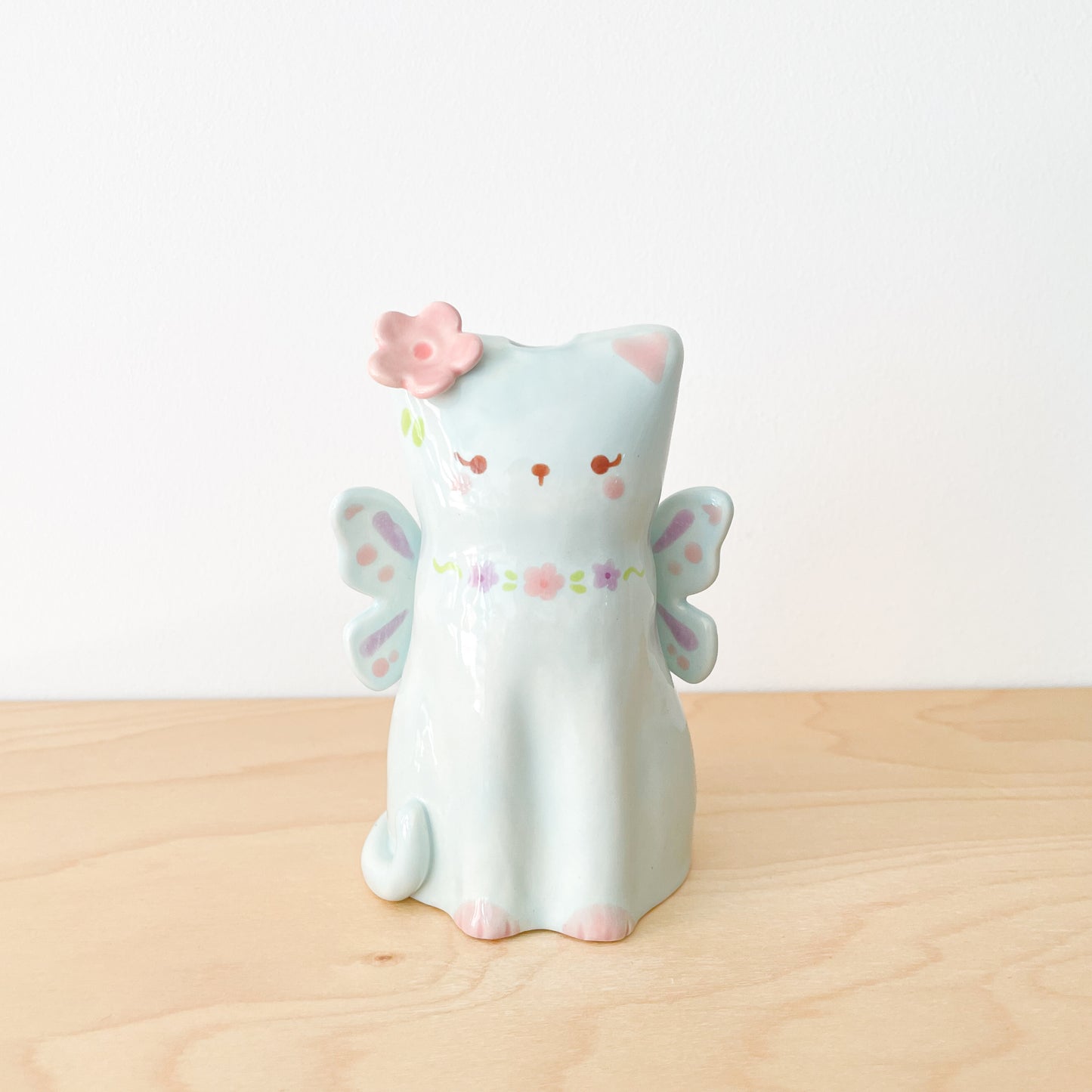 Blue Fairy Cat Vase