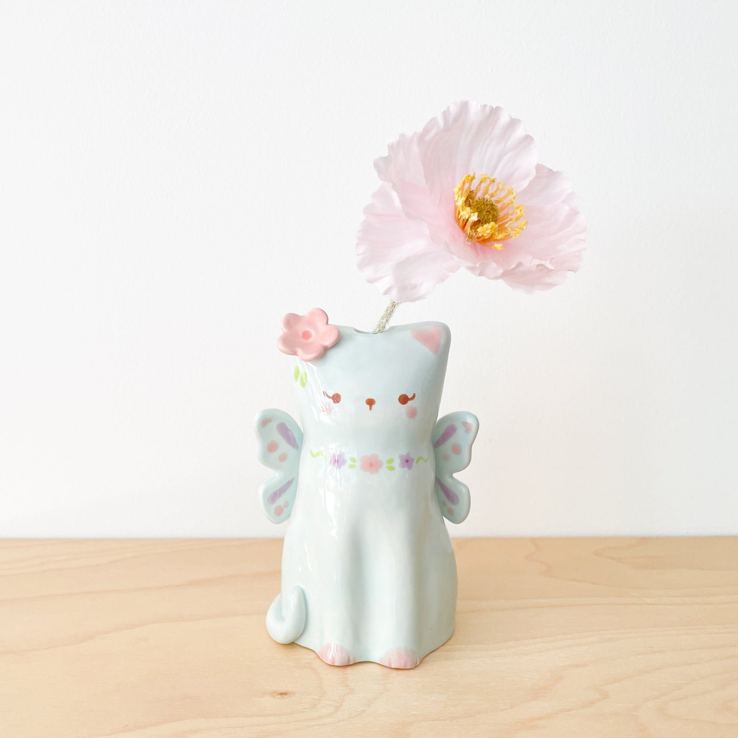 Blue Fairy Cat Vase