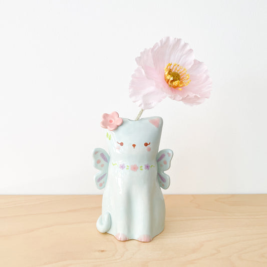Blue Fairy Cat Vase