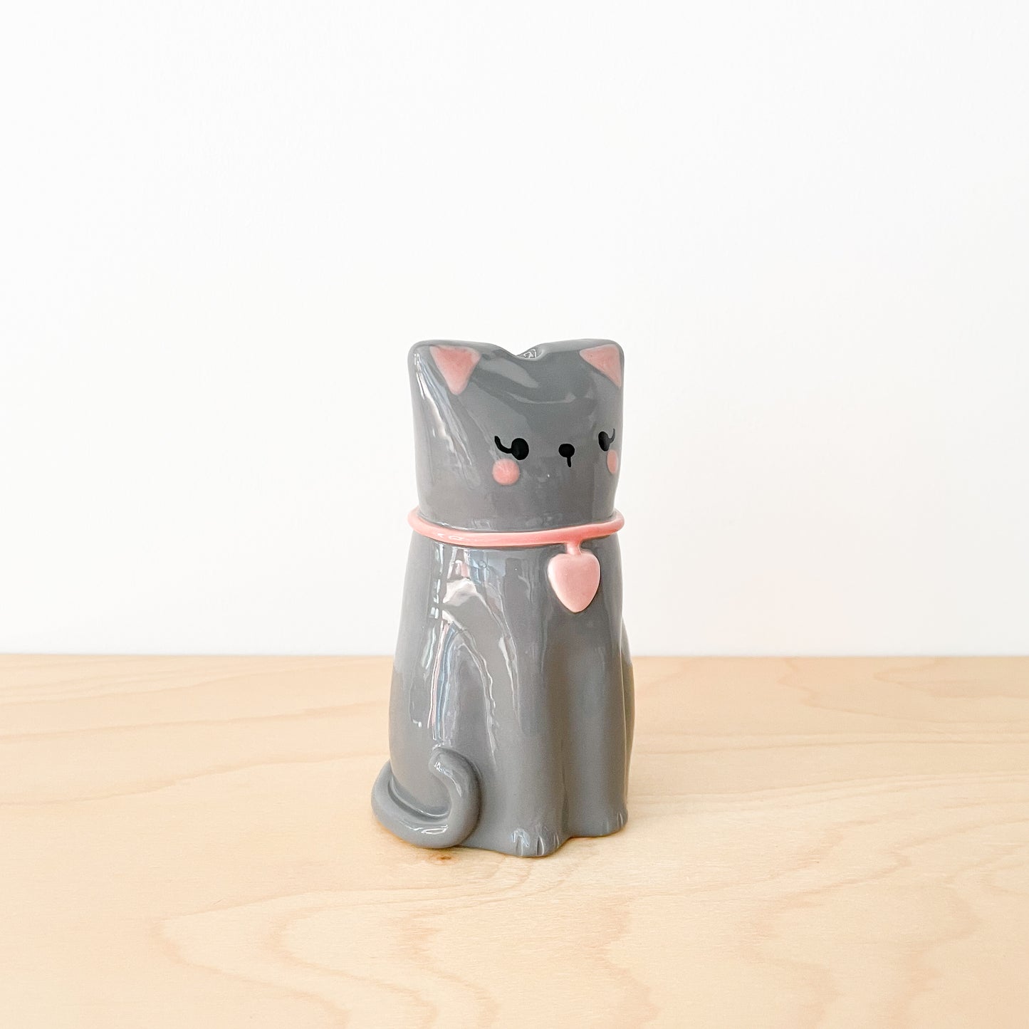 Dark Grey Cat Vase