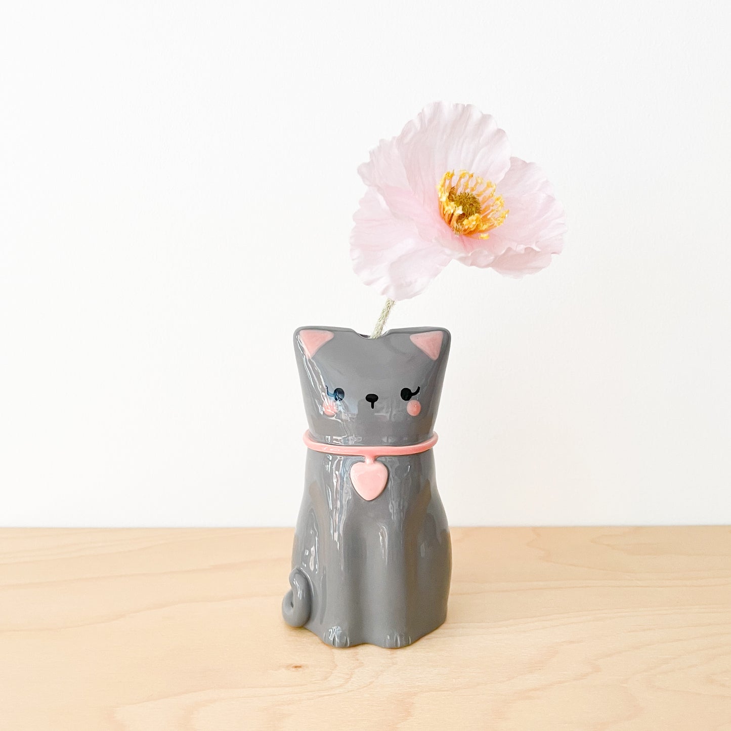 Dark Grey Cat Vase