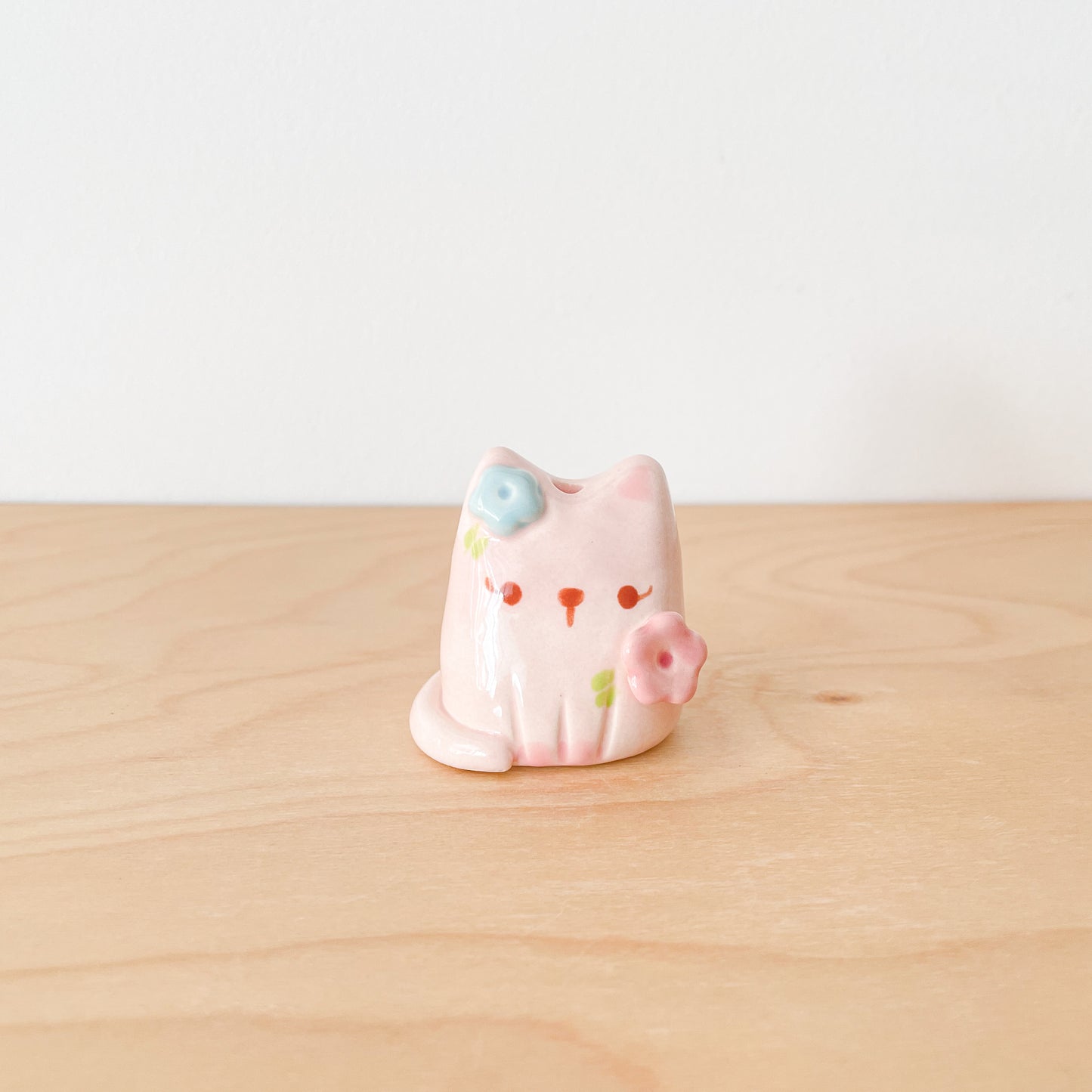 Pink Blooming Cat Mini Vase