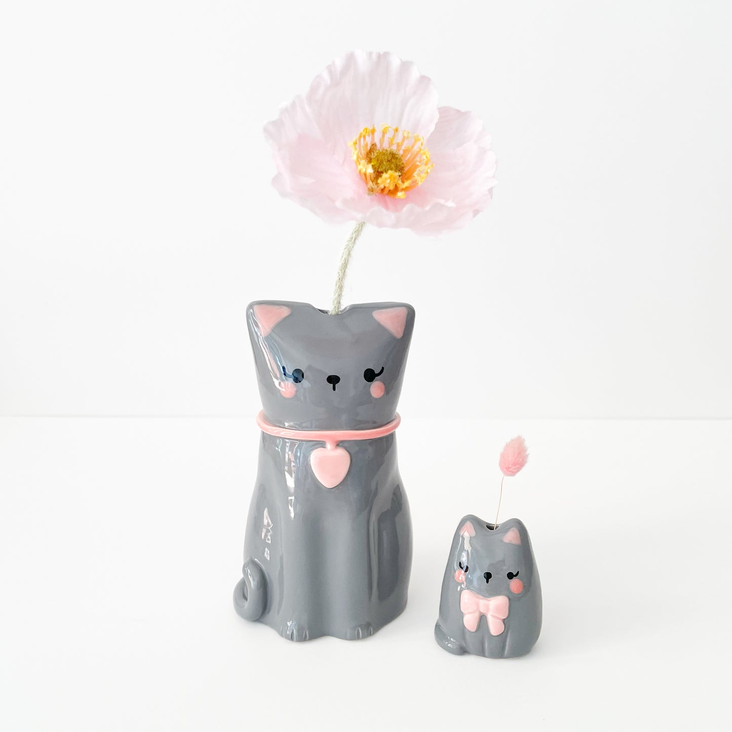Dark Grey Cat Vase