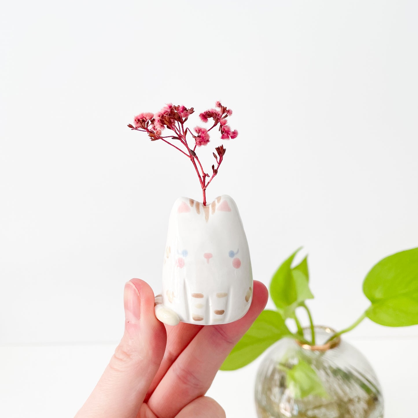 Snow Bengal Cat Mini Vase